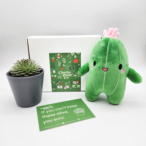Cheeky Cactus Plushie & Succulent Gift Box