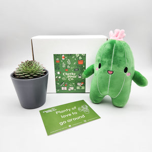 Cheeky Cactus Plushie & Succulent Gift Box