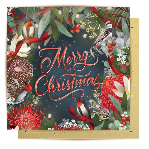 Greeting Card - Bush Blooms Christmas