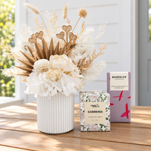 Load image into Gallery viewer, Sympathy White Dried Floral Arrangement Gift Box