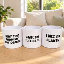 Load image into Gallery viewer, Trio Pack - Funny - Cheeky Plant Co. Pots - 12.5cmD x 12cmH