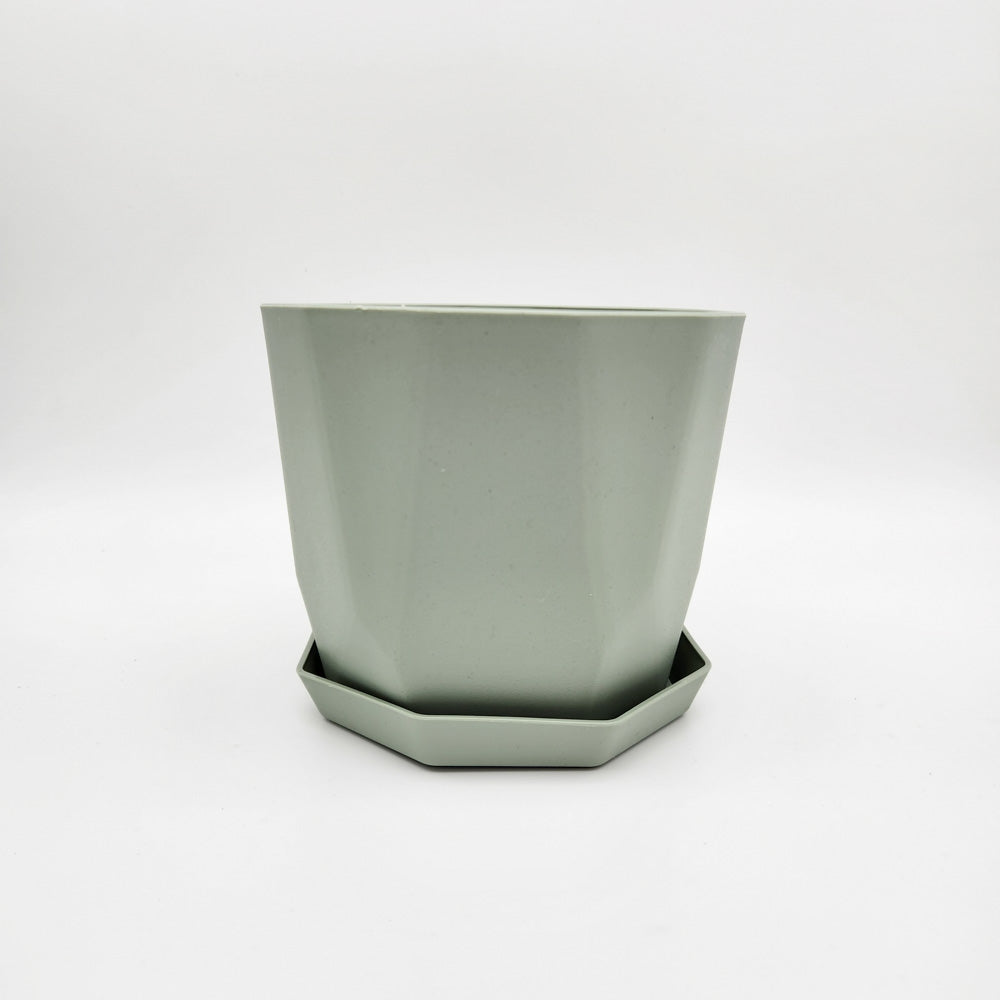 Geometric Plastic Plant Pot - Sea Foam - 14.5cm