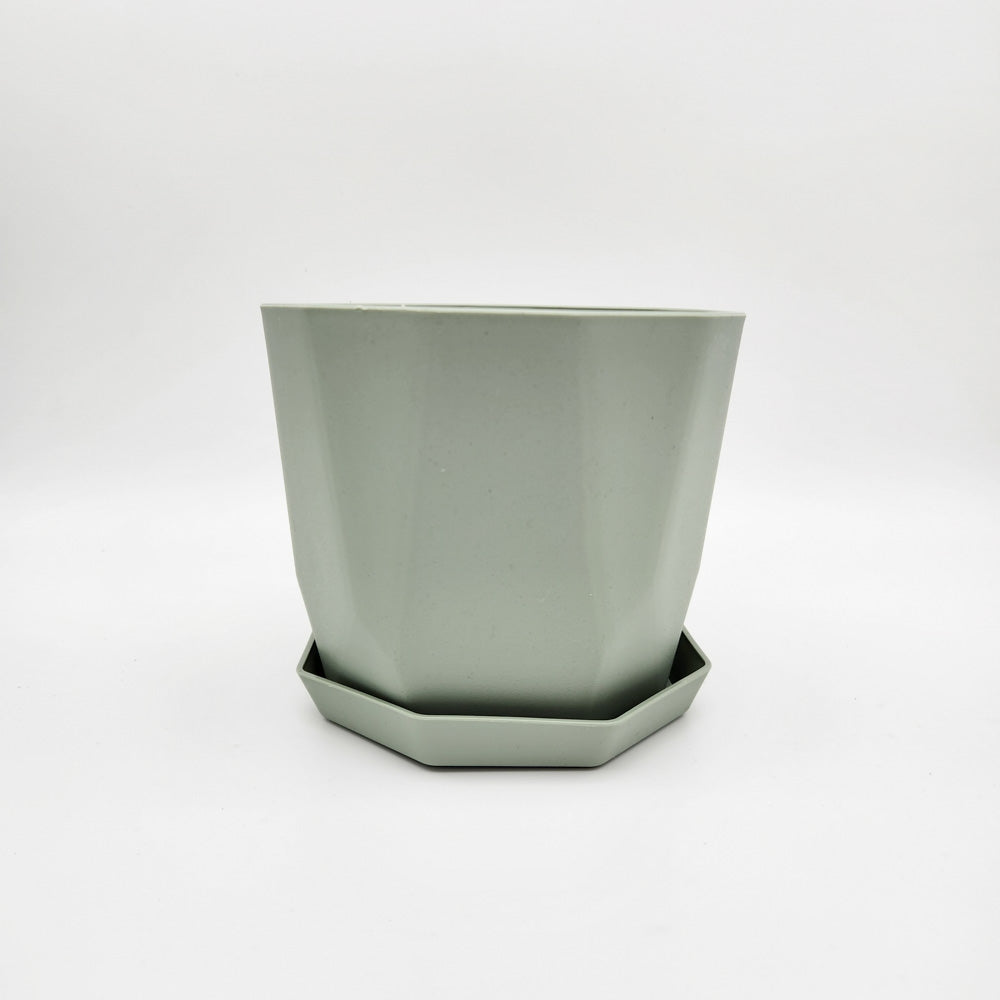 Geometric Plastic Plant Pot - Sea Foam - 12.2cm
