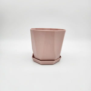 Geometric Plastic Plant Pot - Light Pink - 14.5cm