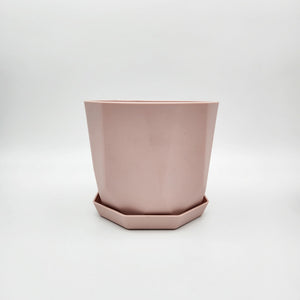 Geometric Plastic Plant Pot - Light Pink - 12.2cm