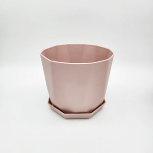 Geometric Plastic Plant Pot - Light Pink - 14.5cm
