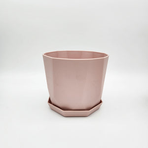 Geometric Plastic Plant Pot - Light Pink - 12.2cm