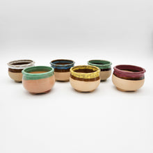Load image into Gallery viewer, Coloured Rim Succulent Pots - 8cmD x 6cmH - 6 Pack

