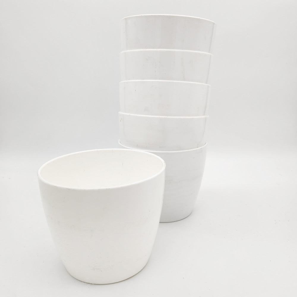 White Plastic Regal Pots - Pack of 6