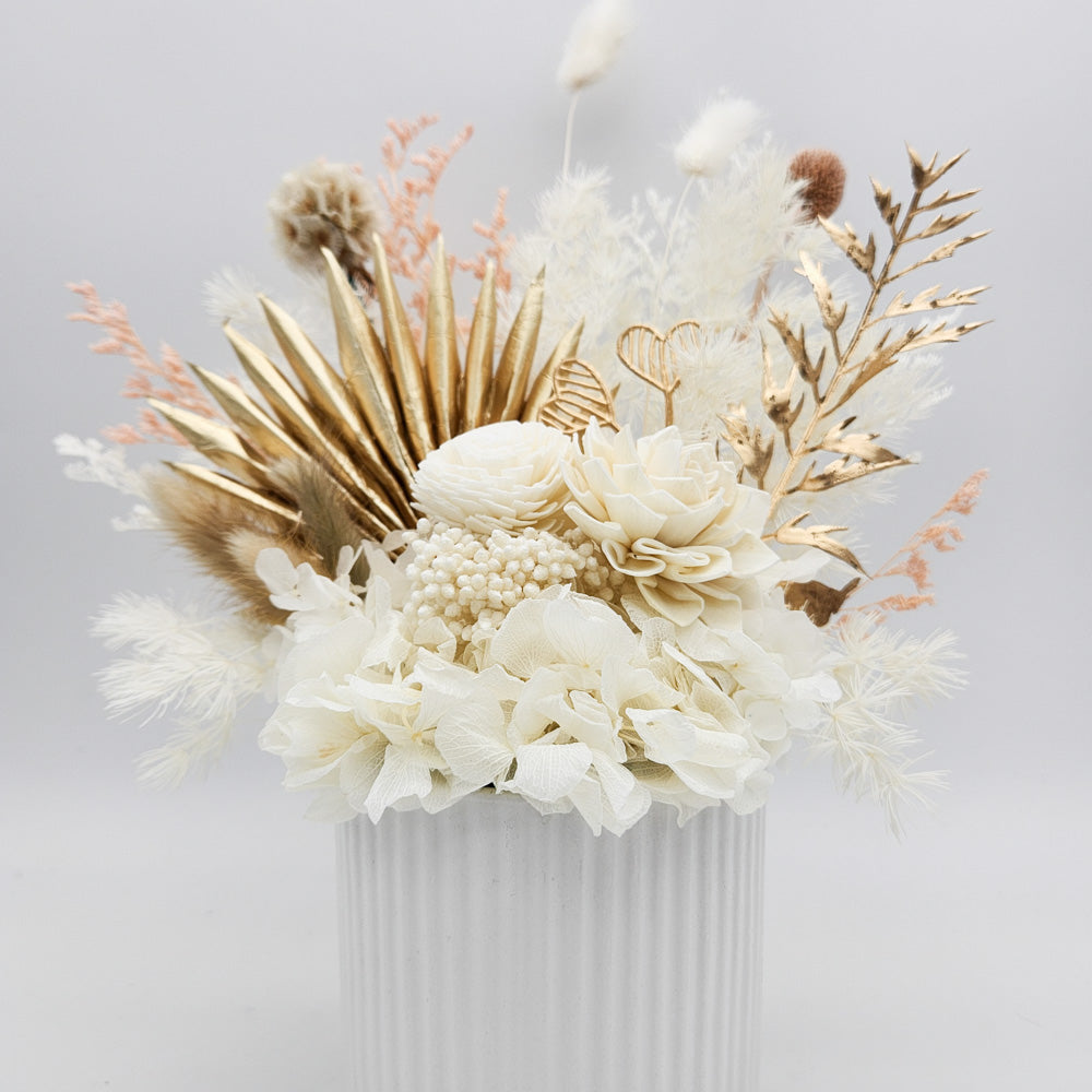 Sympathy Dried Flower Arrangements - White - Cheeky Plant Co. x FleurLilyBlooms - Sydney Only