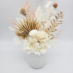 Condolence Dried Flower Arrangements - White - Cheeky Plant Co. x FleurLilyBlooms - Sydney Only