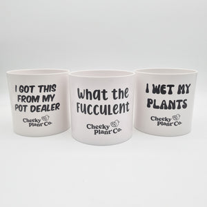 Trio Pack - Funny - Cheeky Plant Co. Pots - 12.5cmD x 12cmH