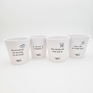 Positive Pots Four Pack - Cheeky Plant Co. Pots - 11cmD x 11cmH