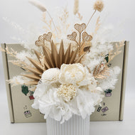 White Birthday Dried Floral Arrangement in a Gift Box