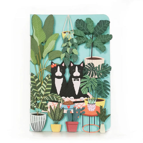 3D Pop Up Card - Cats in Indoor Jungle - Rectangle