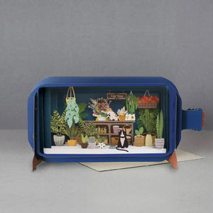 3D Pop Up Card - Cats in a Plant Shop - Message in a Bottle