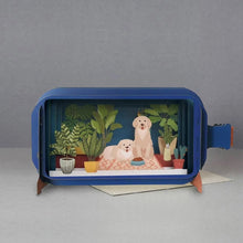 Load image into Gallery viewer, 3D Pop Up Card - Dogs in Indoor Jungle - Message in a Bottle
