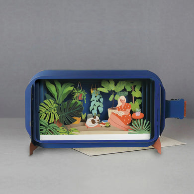 3D Pop Up Card - Girl Reading Book - Message in a Bottle