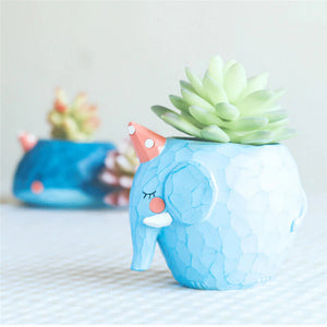 Blue Elephant - Geo - Resin Pot - 10cm*8cm*10cm