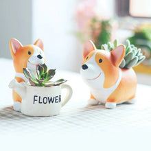 Load image into Gallery viewer, Corgi &amp; Flower Watering Can - Resin Pot - 10cm*10cm*11cm
