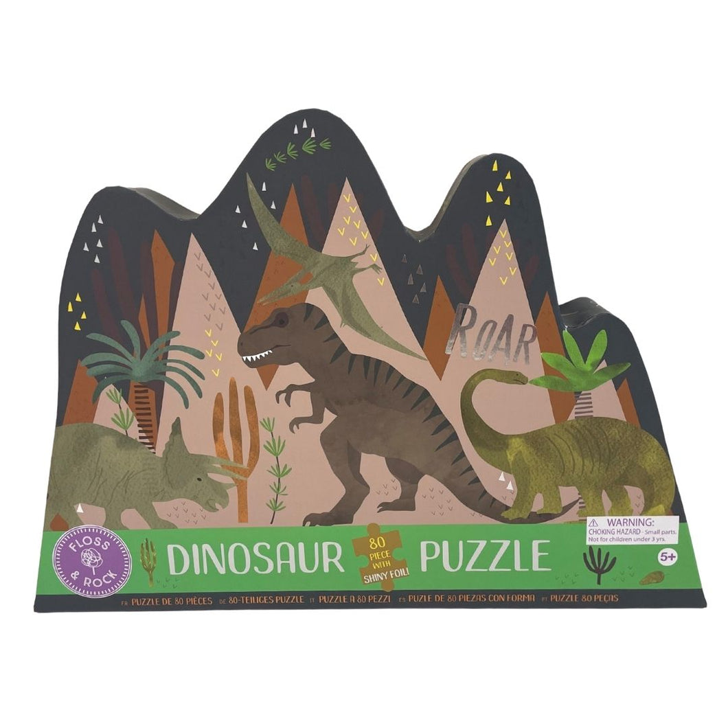 Floss & Rock 80 Pc Shaped Jigsaw Puzzle - Dinosaur
