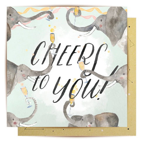 Greeting Card - Elephant Cheers
