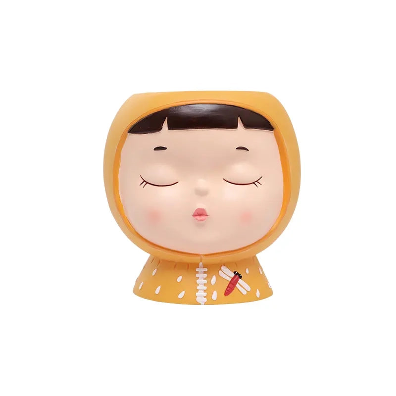 Orange Hoodie Girl - Resin Pot - 15.5cm*15.5cm*16cm
