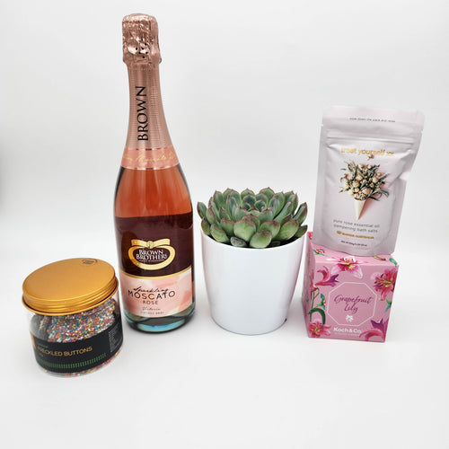 Pink Birthday Rose Moscato Gift Hamper - Sydney Only