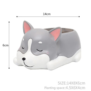 Sleeping Husky - Resin Pot - 14cm*8cm*6cm