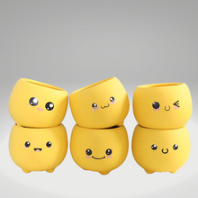 Load image into Gallery viewer, Kawaii Yellow Mini Succulent Pots - Duo
