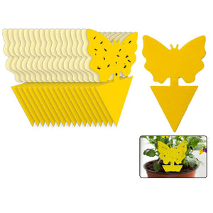 Yellow Insect Sticky Traps - Butterfly Shaped - Fungus Gnat Removal - Pack of 10