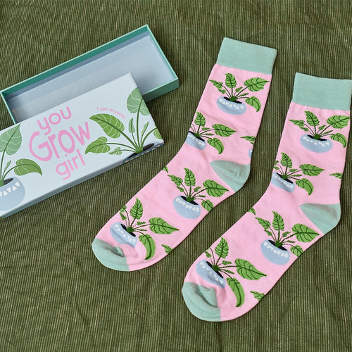 You Grow Girl - Jacquard Socks Gift Boxed