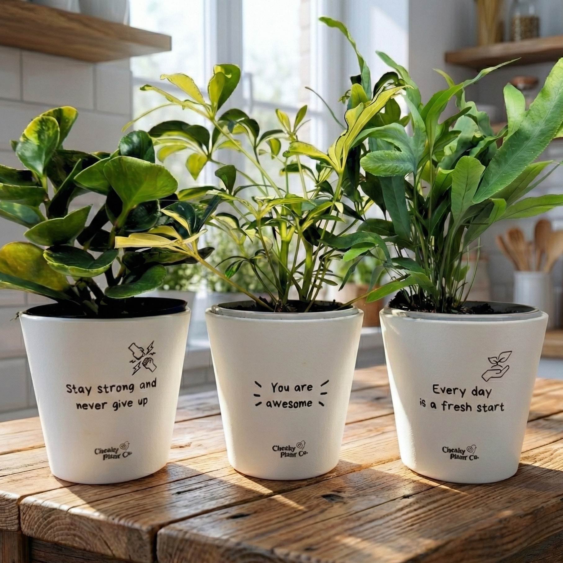 Trio Pack - Positive - Cheeky Plant Co. Pots - 11cmD x 11cmH