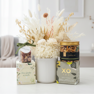 White sympathy hamper in peaceful setting